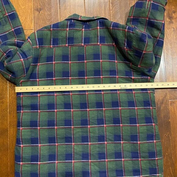 Lumber Jack Vintage 80s Quilt Lined Flannel Jacket Green Navy Men's Size XL - Picture 9 of 10